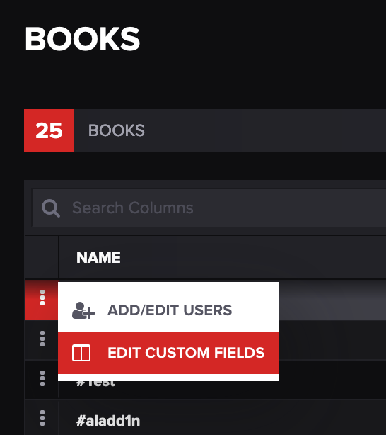 Screenshot of the "edit custom fields" feature on a book in Molecule   