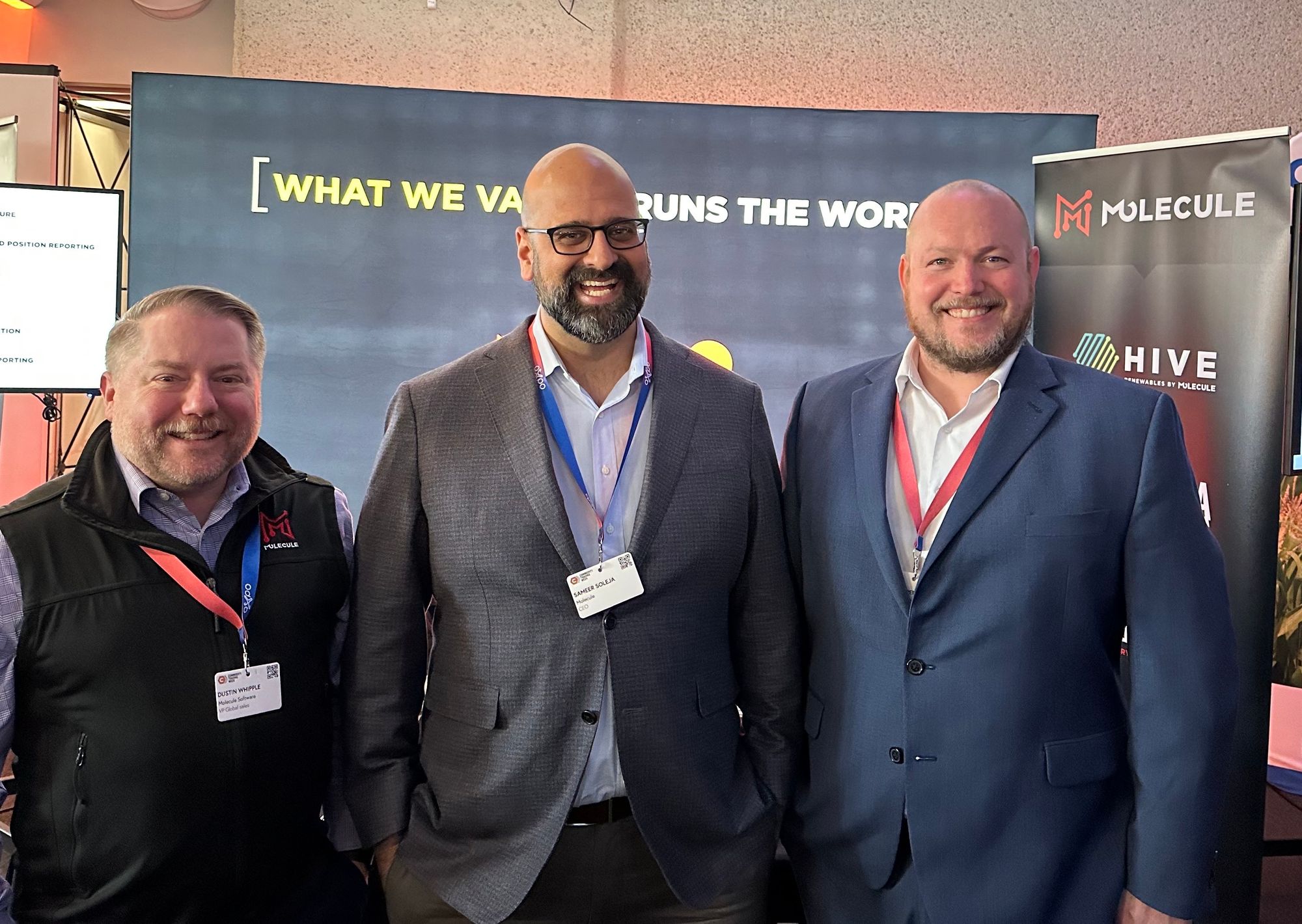 Sameer Soleja, Dustin Whipple, and Richard Reedstrom at the Commodity Trading Week conference in London. 
